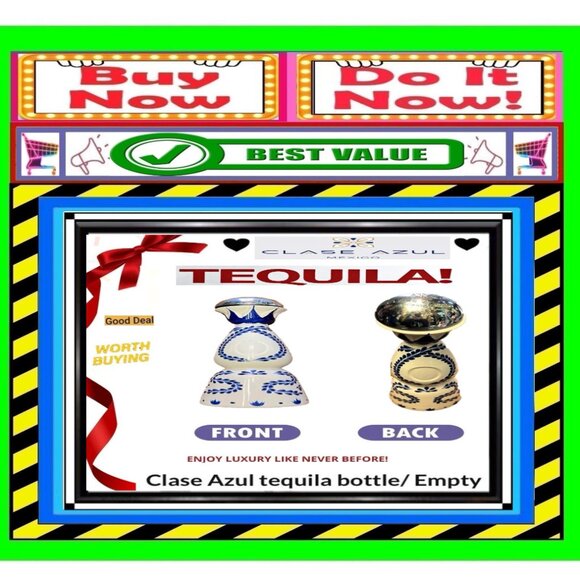 📢 CLASE AZUL Tequila ➕🆒 EMPTY BOTTLE Painted Reuseable DISPLAY 💸BUY NOW‼️🟢 - Picture 2 of 16
